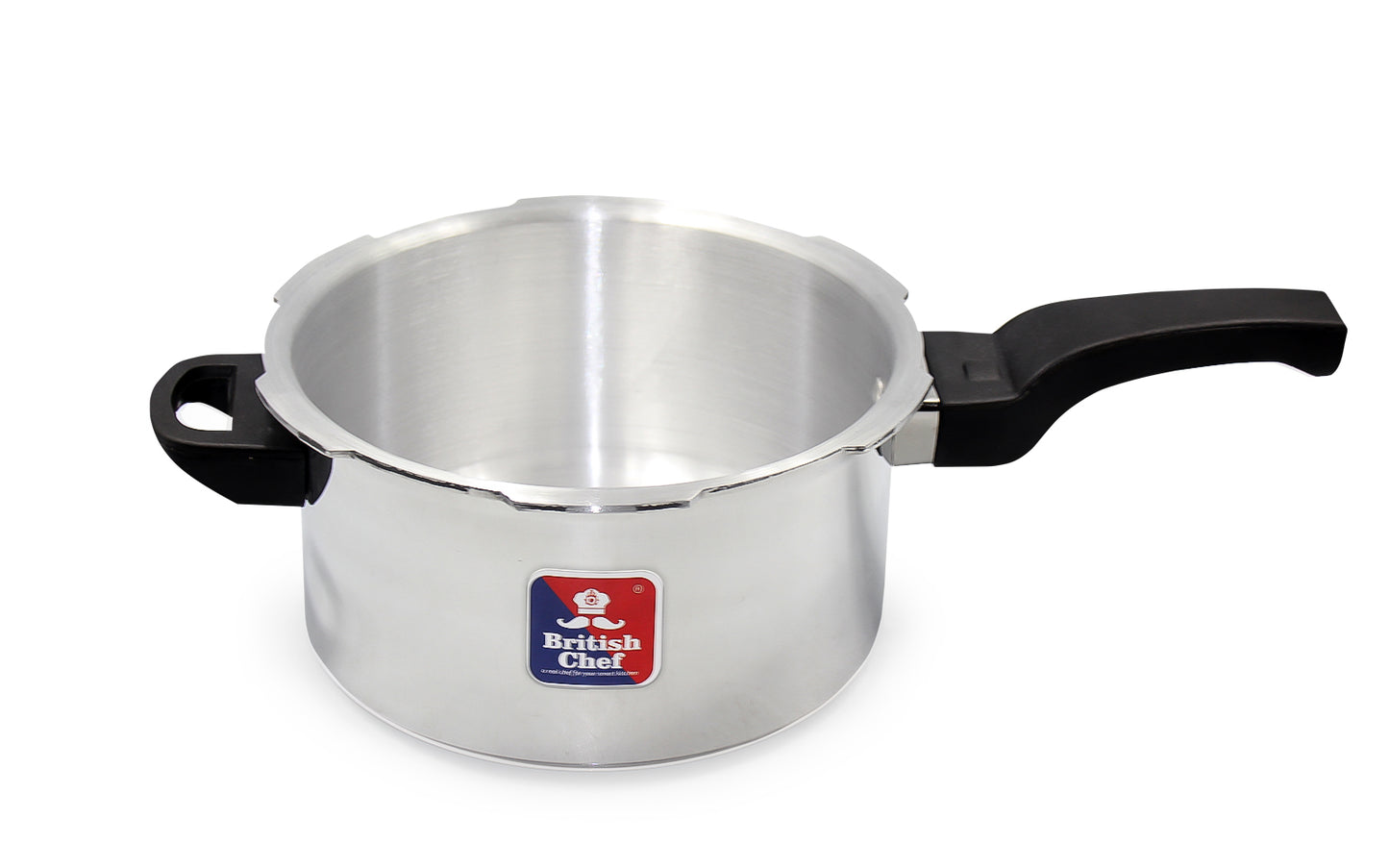 BRITISH CHEF Aluminum Pressure Cooker, Strong high-quality Aluminum body with lid and valve, Various Sizes 3L, 5L & 7.5L