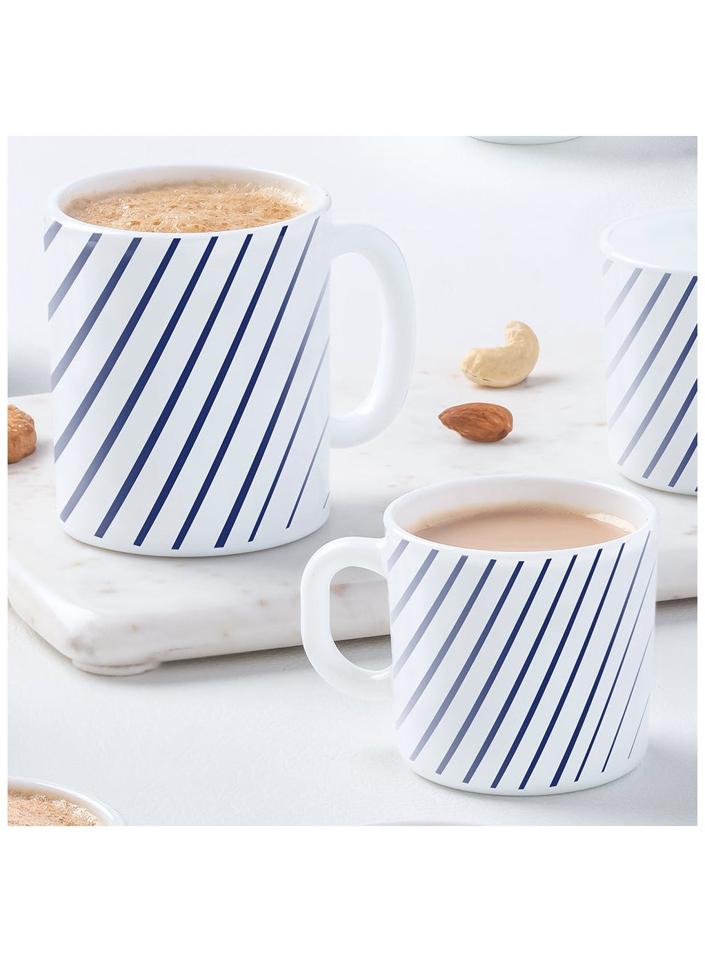British Chef 6 Piece Opalware Plano Tea & Coffee Mug Set 320ML | Microwave & Dishwasher Safe | Freeze Resistant - BC2031
