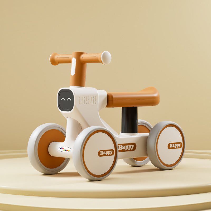 MG Kiddie Baby Balance Bike | 4-Wheel Scooter for 1-3 Years | Toddler Walker with Music & Lights | Anti-Slip Handle | Baby's First Bike - MGT902 Coffee