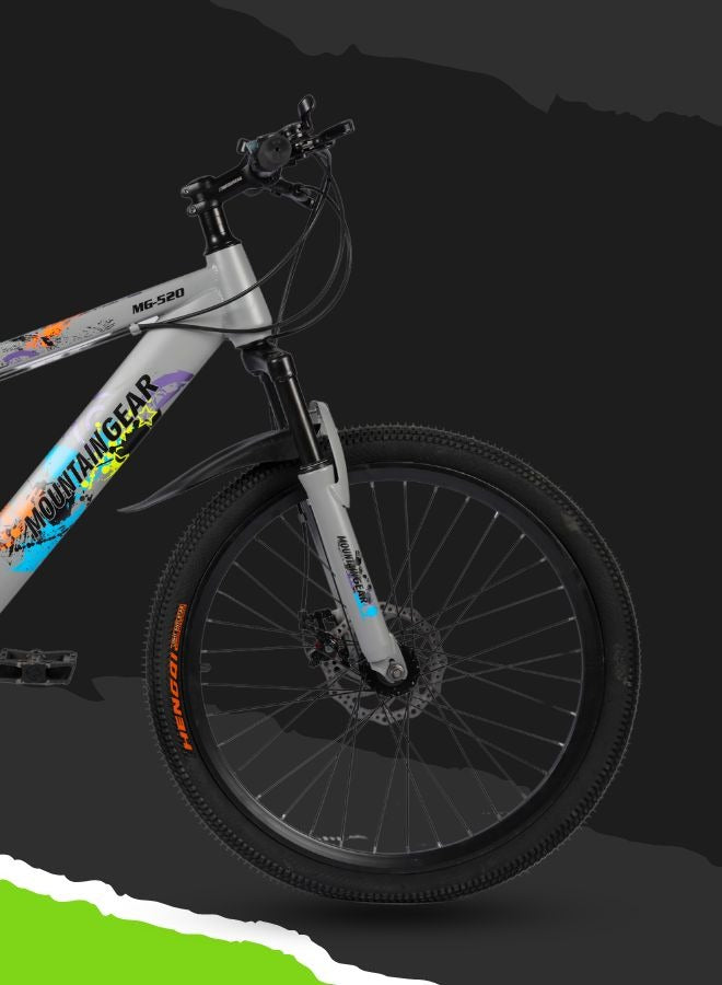MOUNTAIN GEAR 21-Speed MTB Mountain Bike | 24-Inch Bicycle with High Carbon Steel Frame | Spoke Wheel | Disc Brakes | 38 Shock-Absorbing Front Fork | TX-30 Shimano Shifters | PVC Pedals | MTB Seat - MGR311382