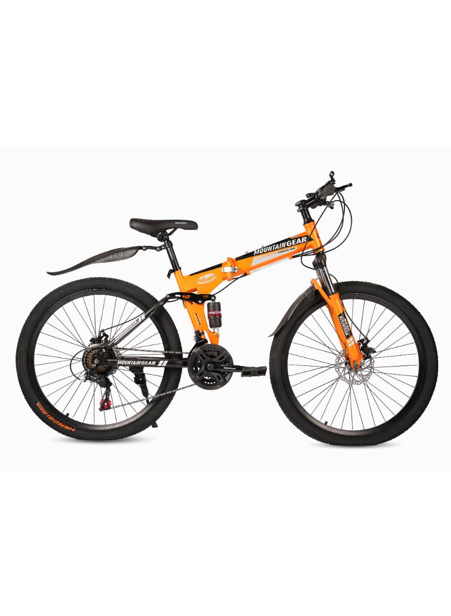 Mountain Gear  Foldable Bike |21 speed Shimano Shifters |  26 Inch Spoke Wheel | Front and rear Disk Brakes | Shock Absorbing Front Fork| MGR311368