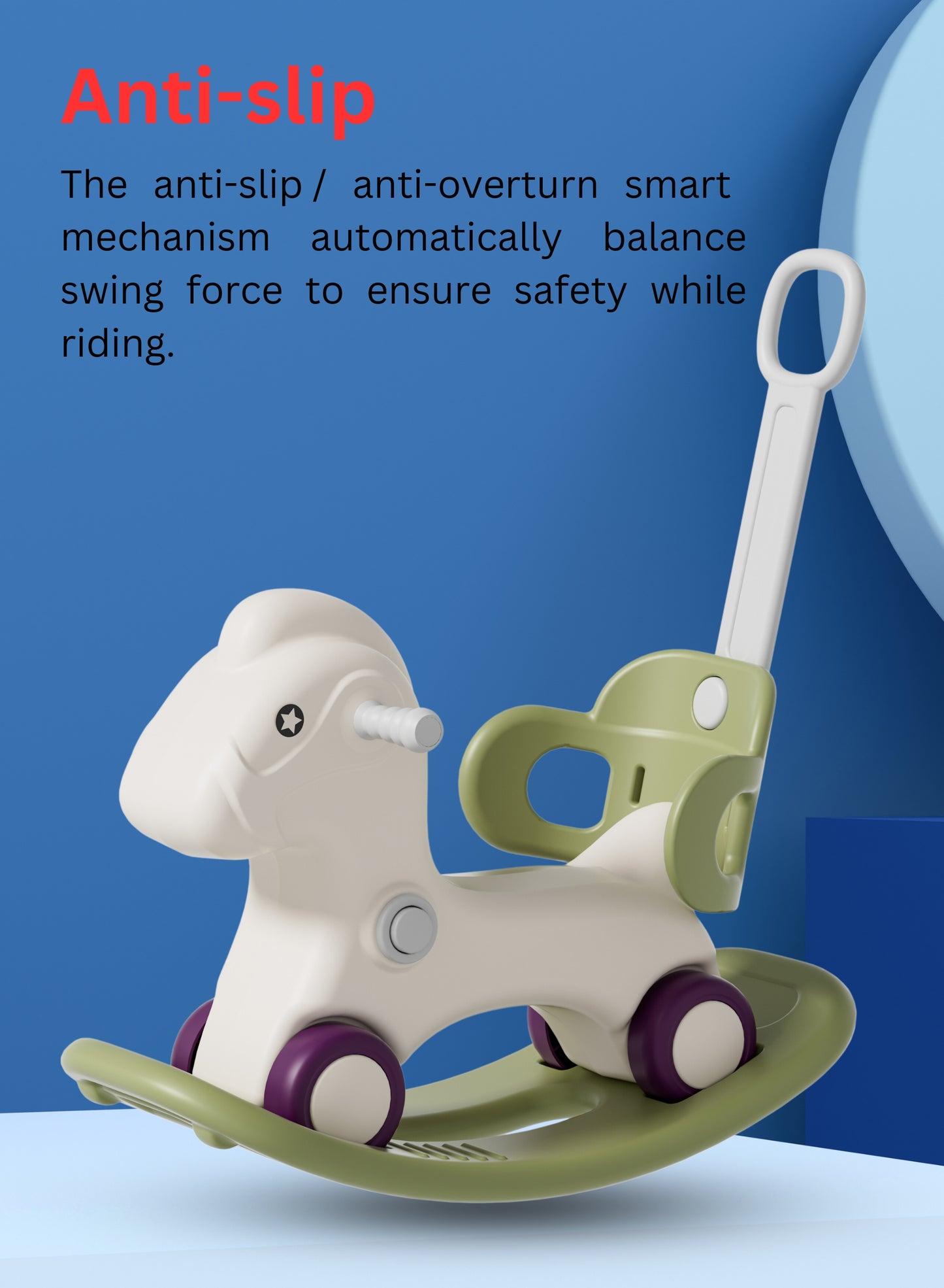 MG Kids 3-in-1 Rocking Horse offers three modes car, rocking, ride-on | Infant Rocker Ride-on Toy for Kids 1-3 Years Old - MGT905 GREEN