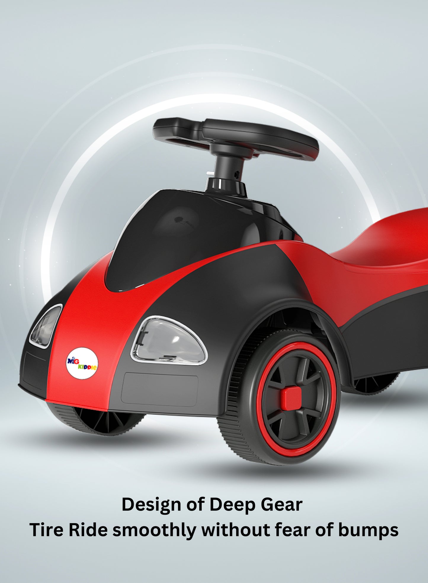 MG Kiddie Swing Car | Music & LED Light Wiggle, Swing and Twist Car | Whisper Tires & New Functions | Vehicle for Children Aged 2-5 Years - MGT904 BLACK RED