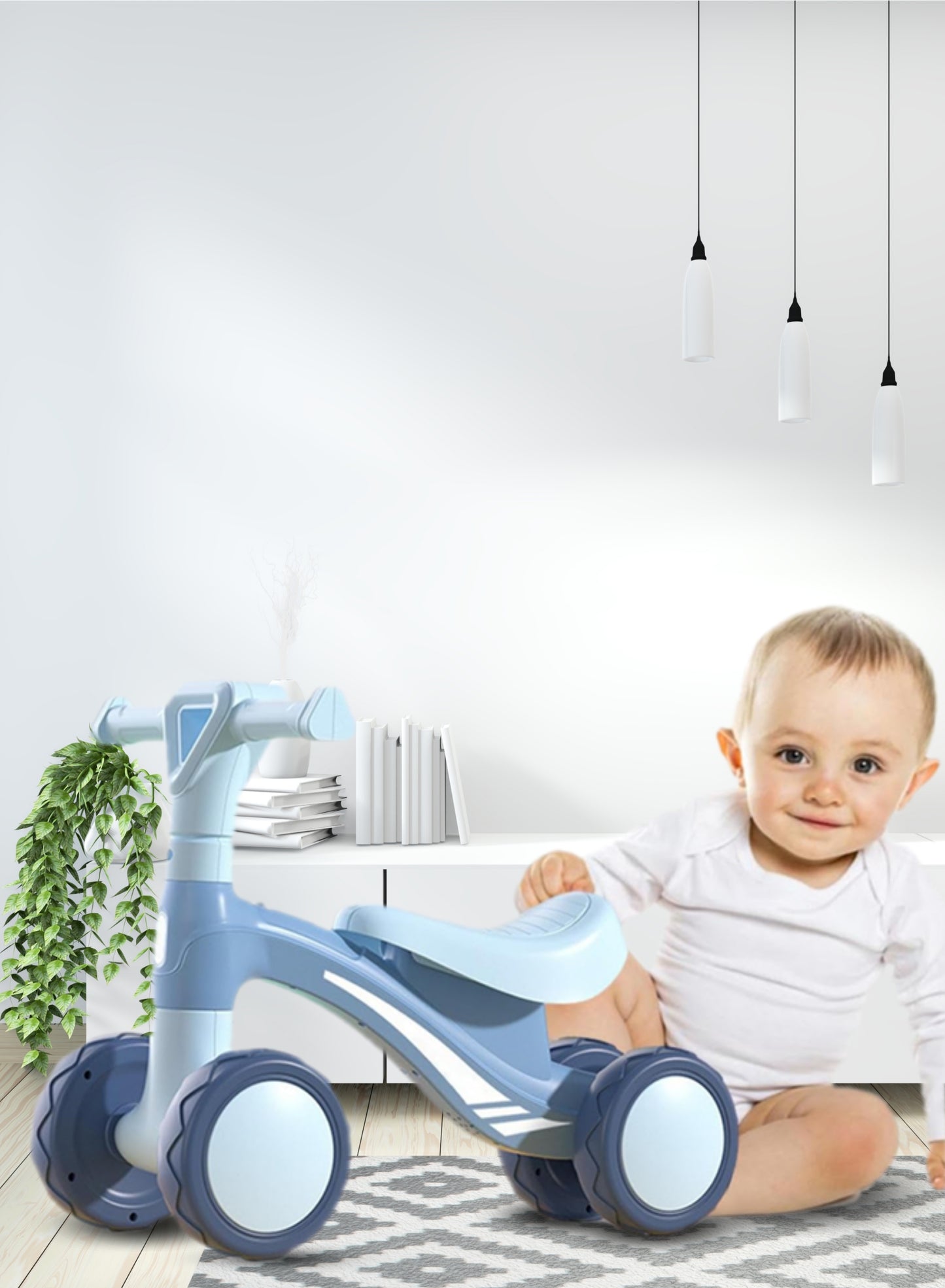 MG Kiddie MG 4 Wheels Baby Balance Bike For Kids Kid Balance Bike MGT901 BLUE