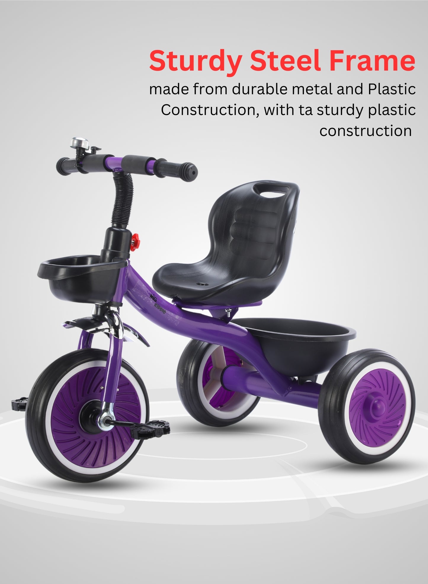 MG Tricycle for Kids | 3-Wheels Bike Scooters | Front and Rear Basket,Bell and Color Wheels | Boys and Girls | Age 1 to 5 Years Baby Tricycle - MGT906 PURPLE