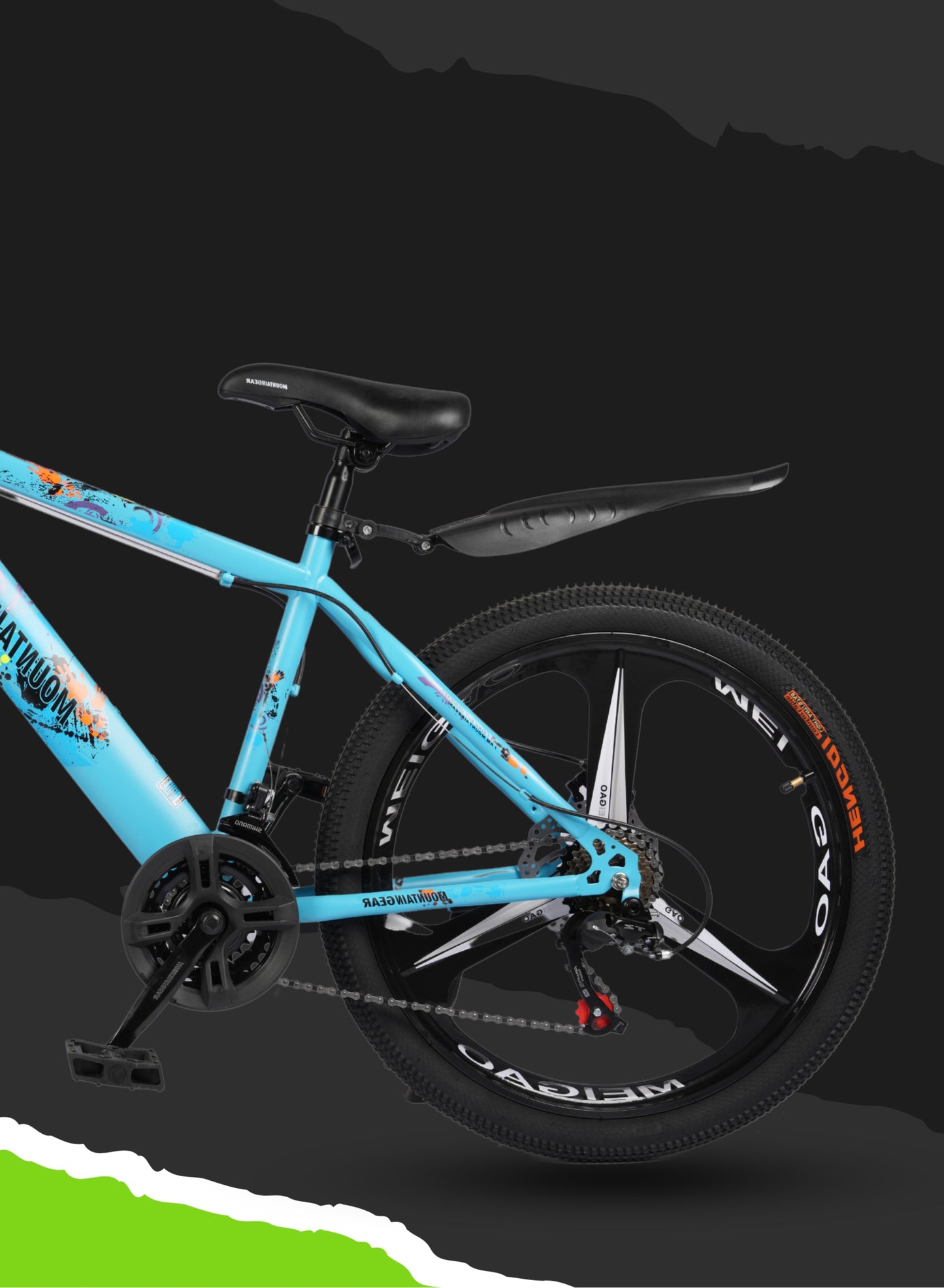 MOUNTAIN GEAR 21-Speed MTB Mountain Bike | 24-Inch Bicycle with High Carbon Steel Frame | Mag Wheel | Disc Brakes | 38 Shock-Absorbing Front Fork | TX-30 Shimano Shifters | PVC Pedals | MTB Seat - MGR311383