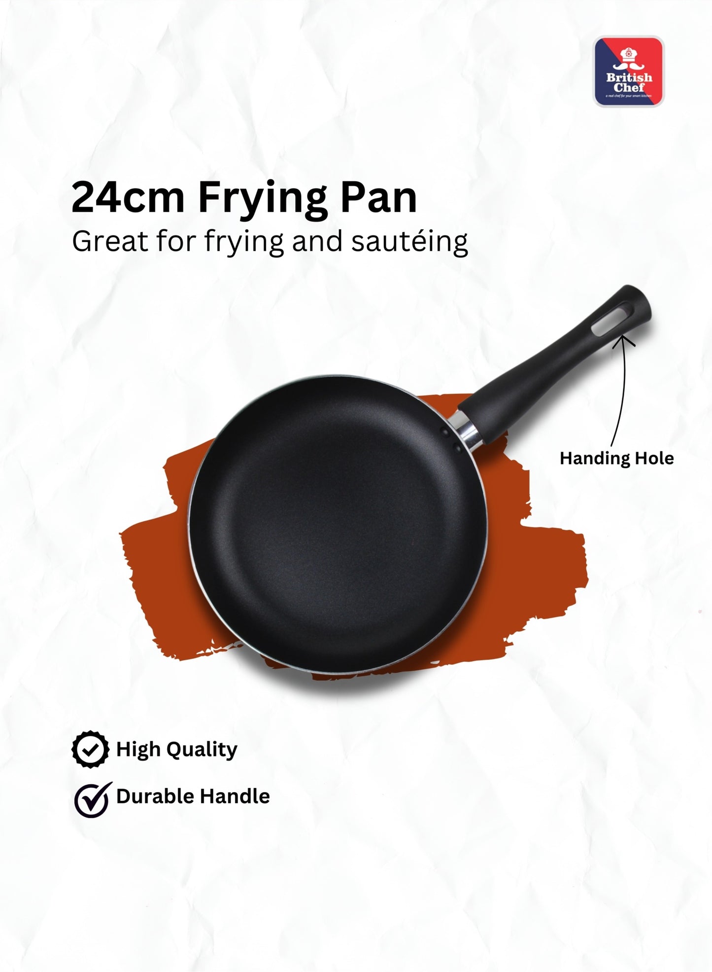 BRITISH CHEF 10 Piece Nonstick Cookware Set | Nonstick Coating For Cooking | 20CM & 24CM Casserole With Lid | 24CM Frying Pan | 18CM Saucepan | 28CM Tawa | 2 Nylon Kitchen Tools | BC130