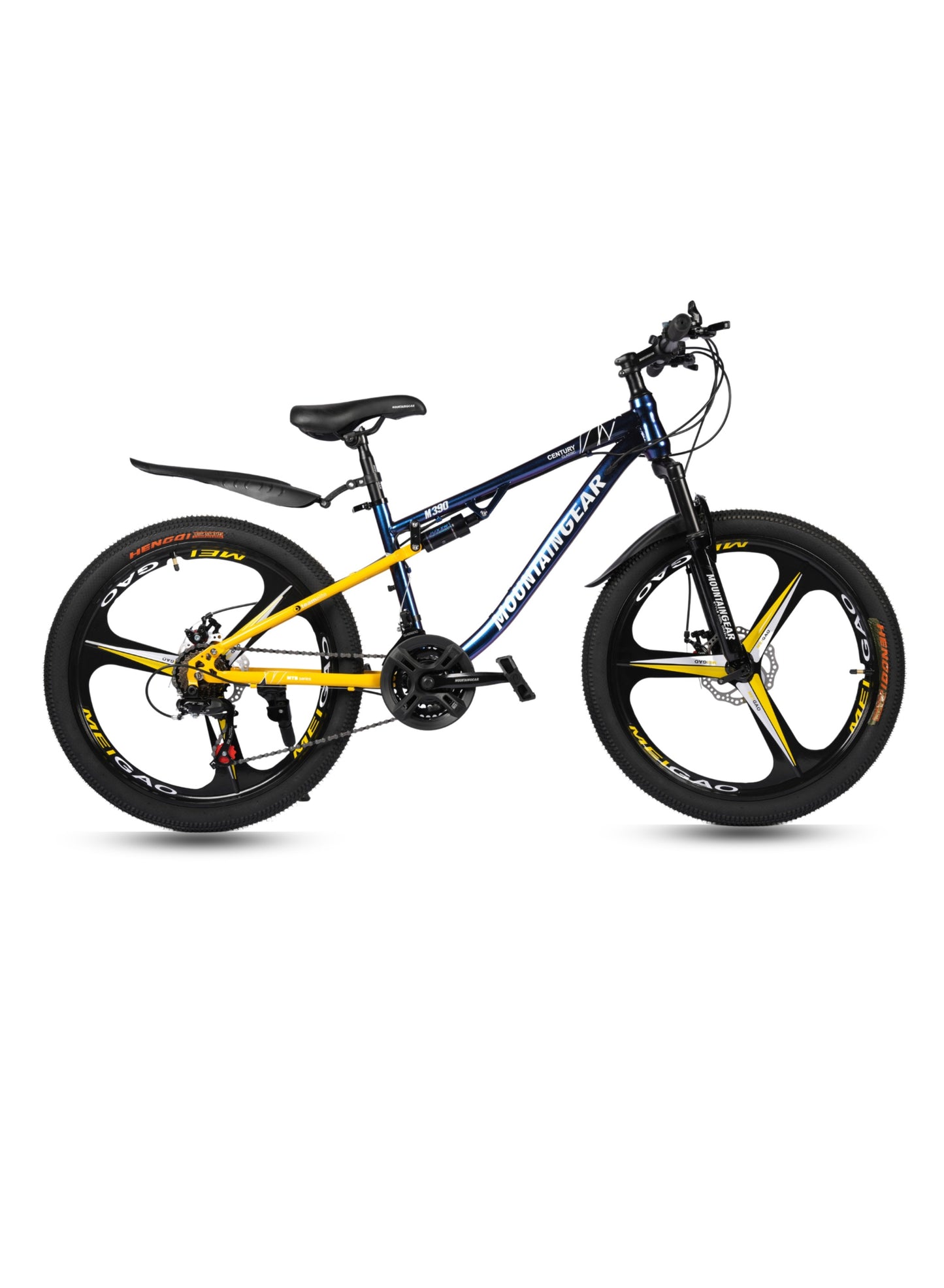 MOUNTAIN GEAR 21-Speed MTB Mountain Bike | 24-Inch Bicycle with High Carbon Steel Frame | Mag Wheel | Disc Brakes | 38 Shock-Absorbing Front Fork | TX-30 Shimano Shifters | PVC Pedals | MTB Seat - MGR311381