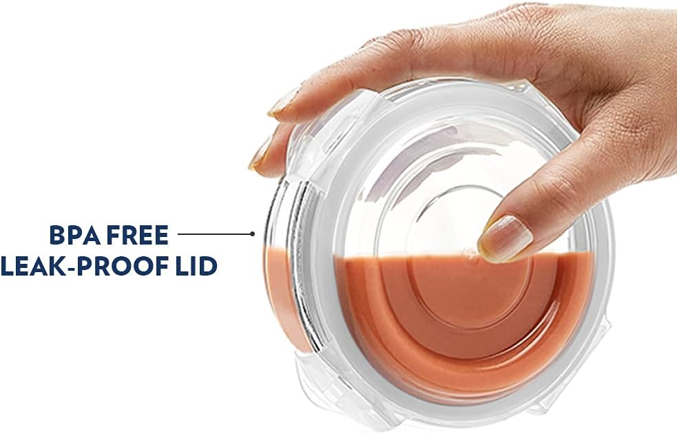 BOROSIL Clip & Store Set of 2 | Microwave & Oven Safe | Glass Storage Container | 320ml Square & 400ml Round | With Air Tight Lid | ICYSQRD201TEX