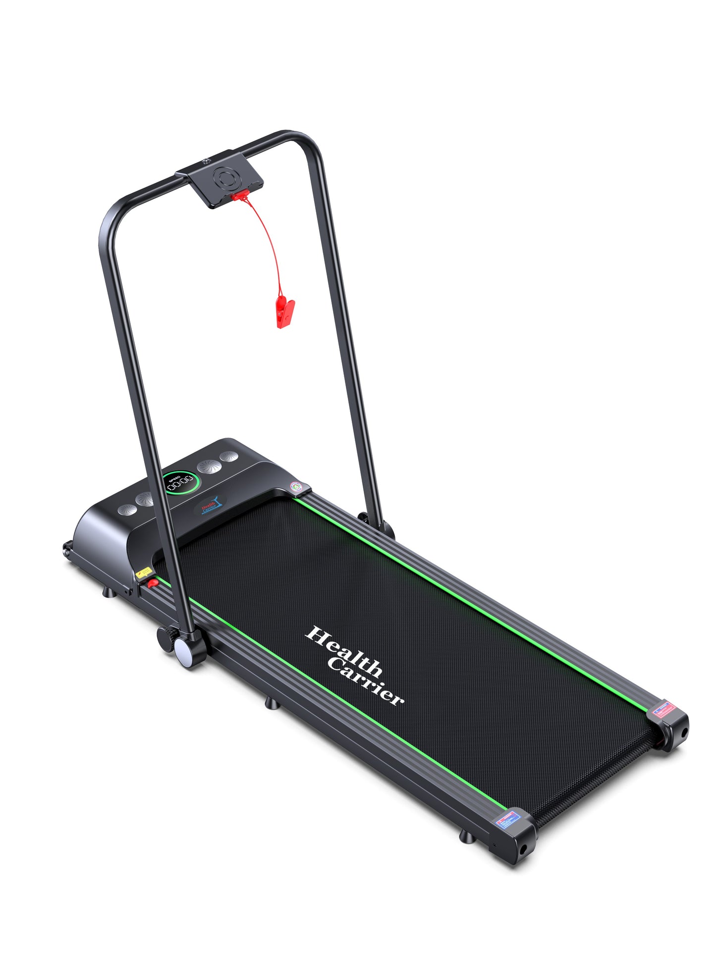 HEALTH CARRIER Slim Portable Treadmill with handle Bar - LED Display, 2.0HP Motor, Speed 0.8-6.0km/h, with Wireless Remote Control, 120kg weight capacity-Under Desk Running Walking Machine Treadmill - HC-T505