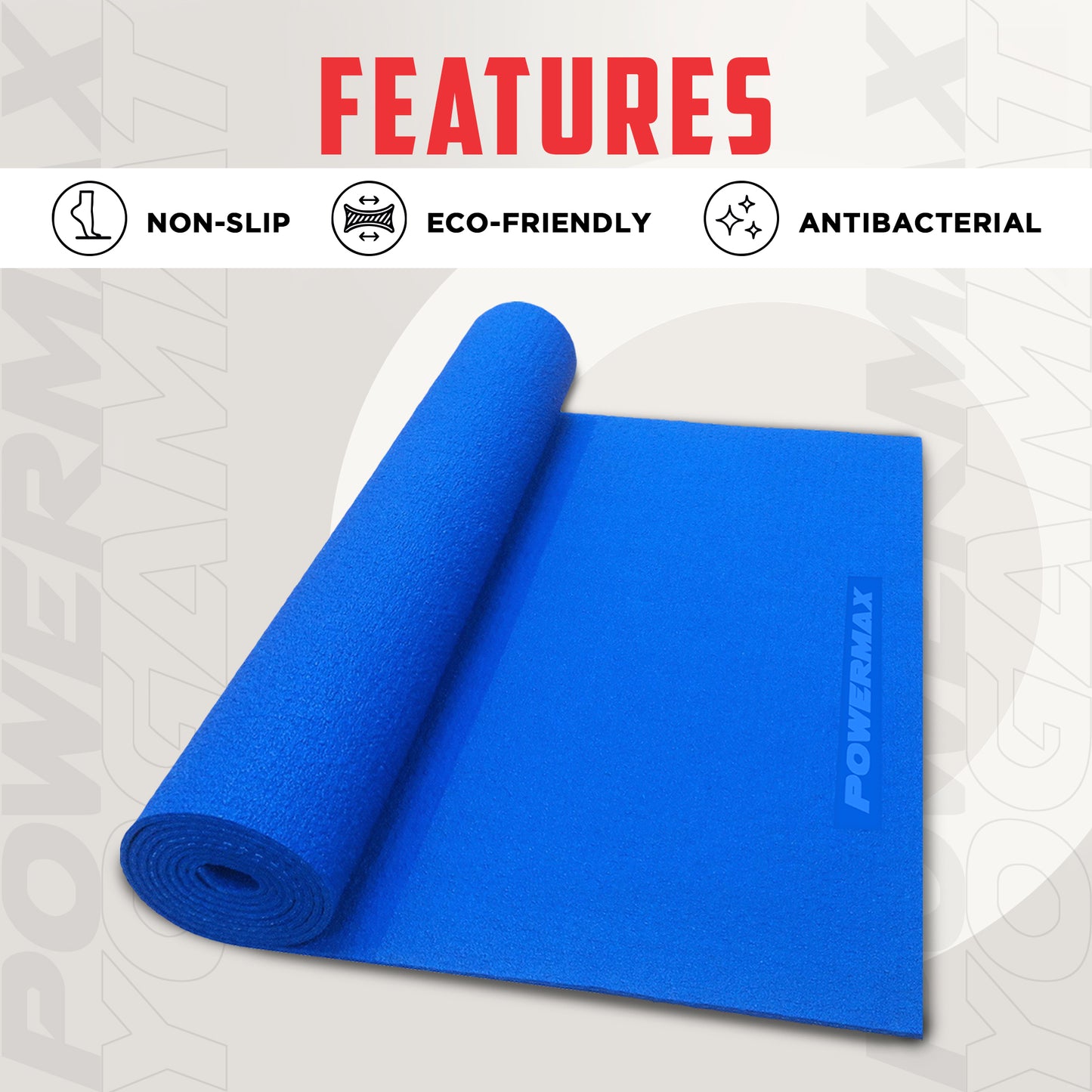 POWERMAX Fitness 4mm Thick Premium Exercise Yoga Mat