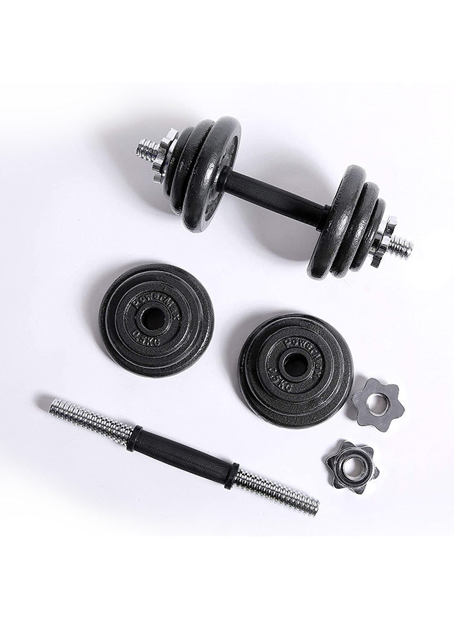 POWERMAX Fitness Adjustable Coated Iron Dumbbell And Anti-Slip Rod Set With Carry Case - BLACK
