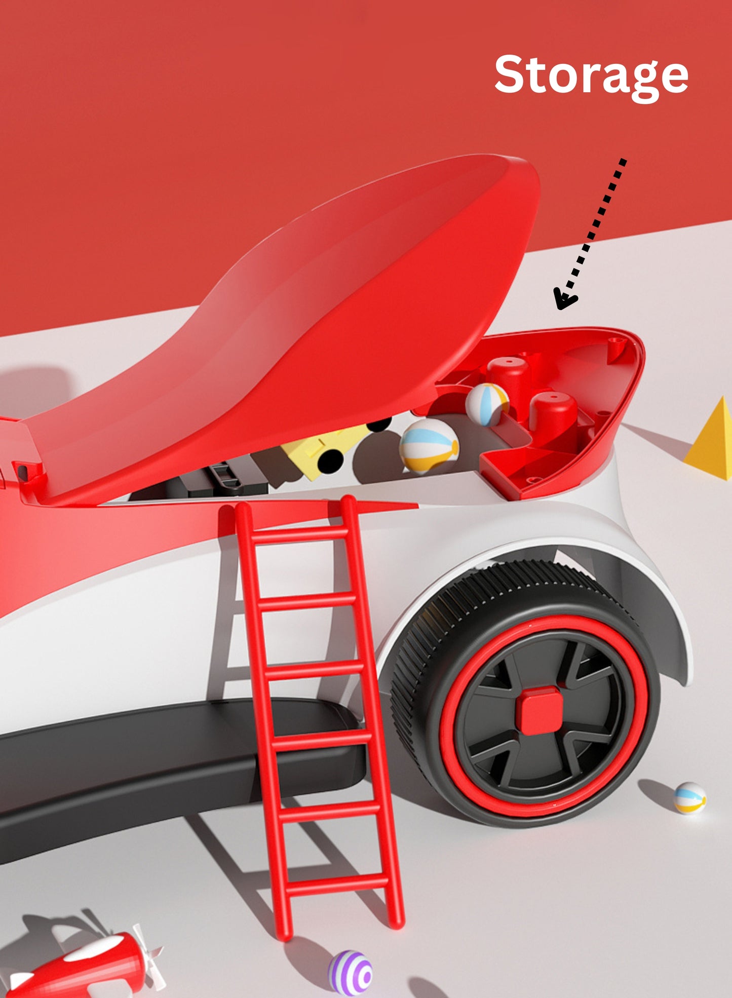 MG Kiddie Swing Car | Music & LED Light Wiggle, Swing and Twist Car | Whisper Tires & New Functions | Vehicle for Children Aged 2-5 Years - MGT904 WHITE RED