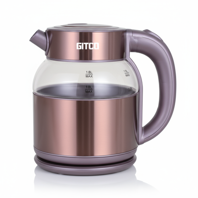 GITCO Electric Double Wall Glass Kettle 1.8L Capacity with Auto Shut-Off, Fast Boiling & Dry Protection