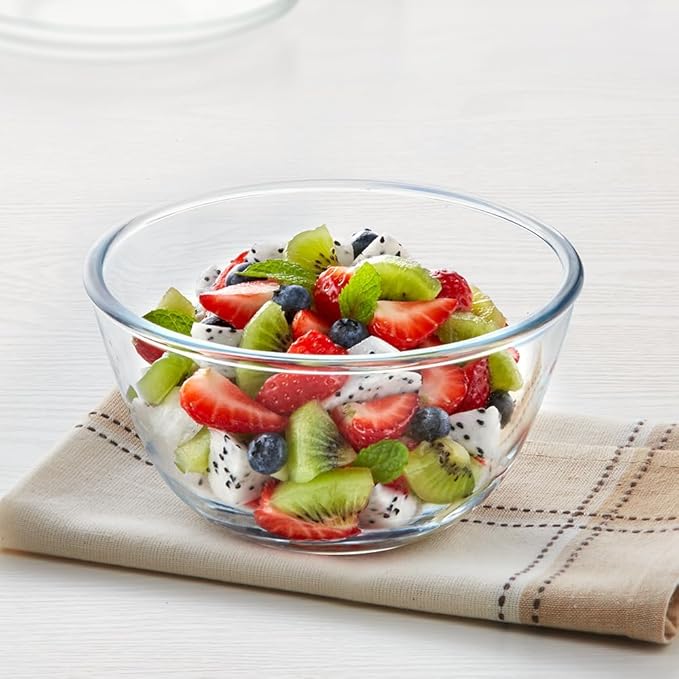 BOROSIL Glass Mixing And Serving Bowl | Microwavable | Oven | Dishwasher Proof | Transparent | 900ML & 1.7L