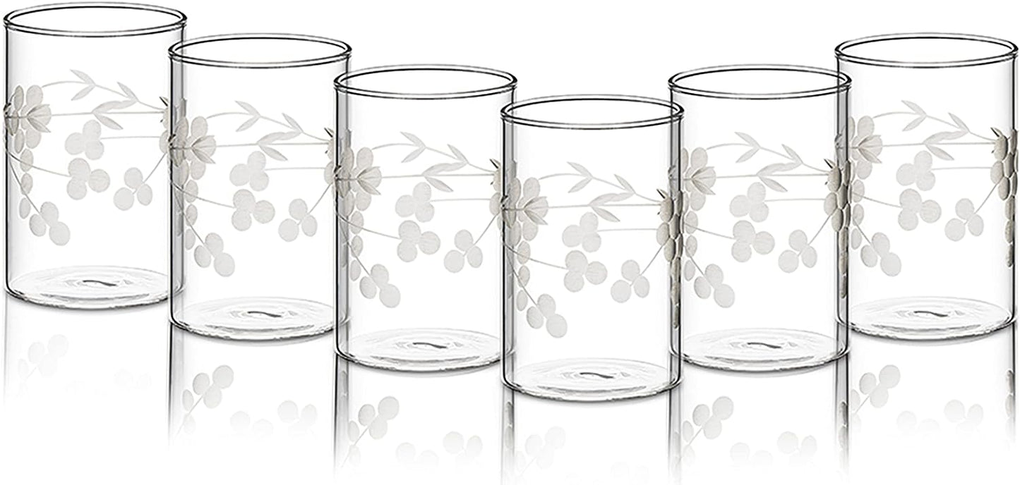 BOROSIL Berry Glasses Set Of 6 | Beverage Glasses For Juice | Scratch Resistant | Microwave Safe | Lightweight | 295ML & 350ML