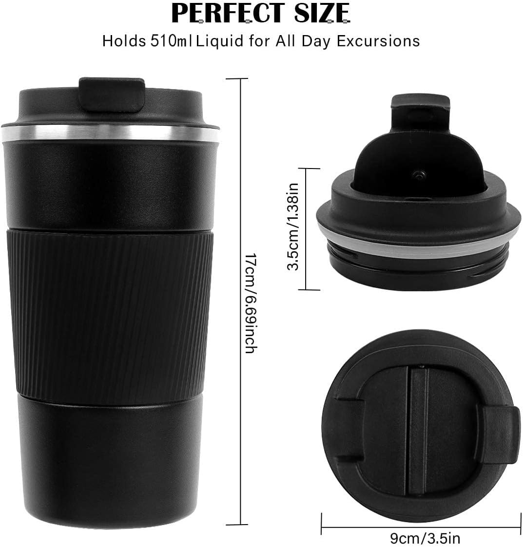 BRITISH CHEF Coffee Cup | 510ML Stainless Steel Cup | Leakproof Insulated Thermal Coffee Cup | Hiking/Travelling/Camping | Best for Ice Drinks & Hot Beverages - BC322