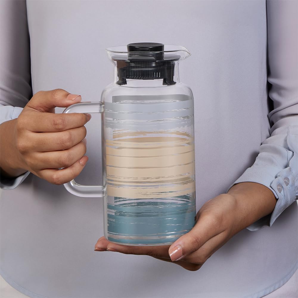 BOROSIL Glance 1L Borosilicate Multipurpose Jug With 4 Pc Set | Vision Glass | Water Jug With Handle | Jug For Dining Table | Glass Pitcher | Transparent | 295ML | BVGLANCBS4JM
