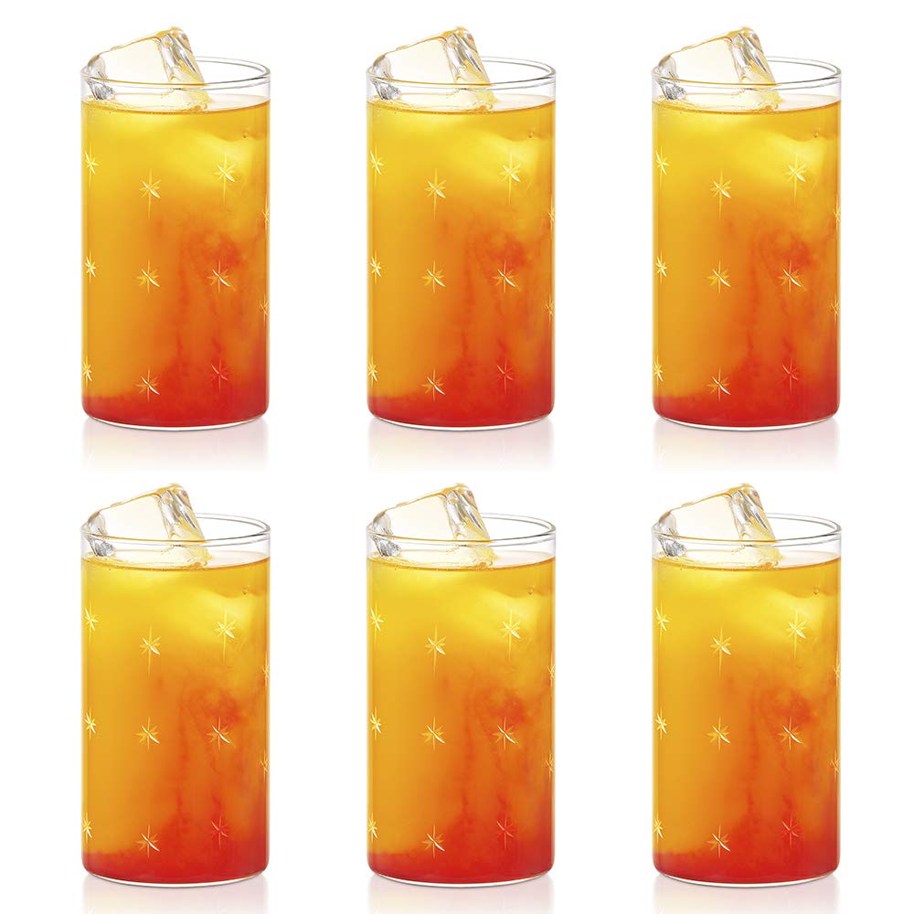 BOROSIL Vision Deco Large Galaxy Glass Set of 6 | Beverage Glasses For Juice | Clear Lightweight | Durable Drinkware | Microwavable | 350ML | BN430120034