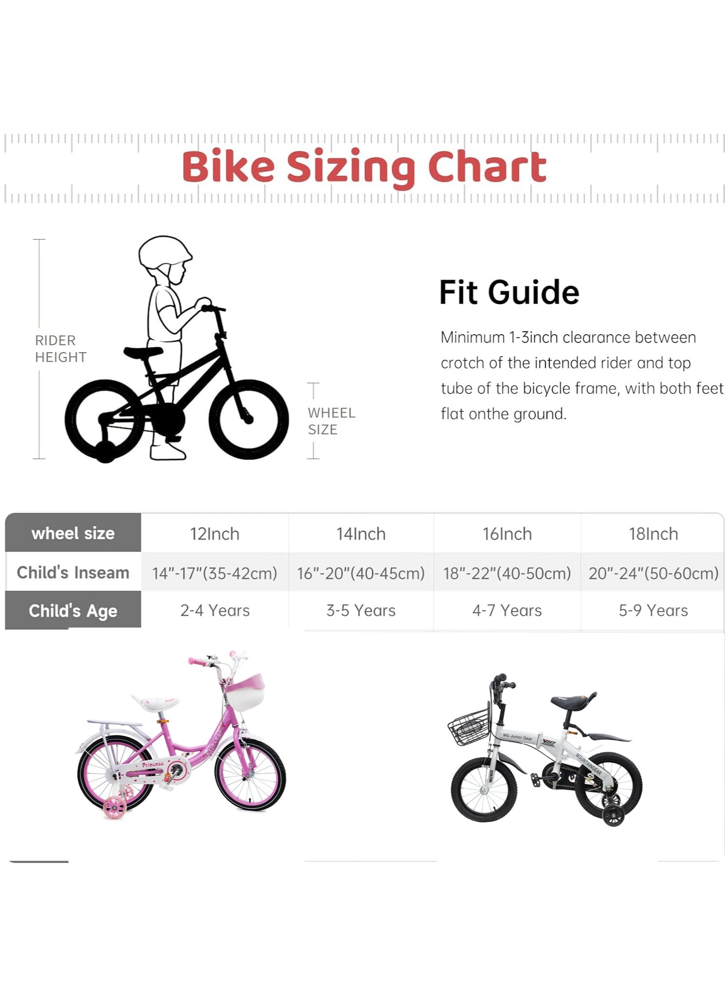 MOUNTAIN GEAR Princess Kids Bike | Bicycle With Hand Brake | Carrier Seat And Basket | 2-4 Years Girls | 14 Inch - MGPB