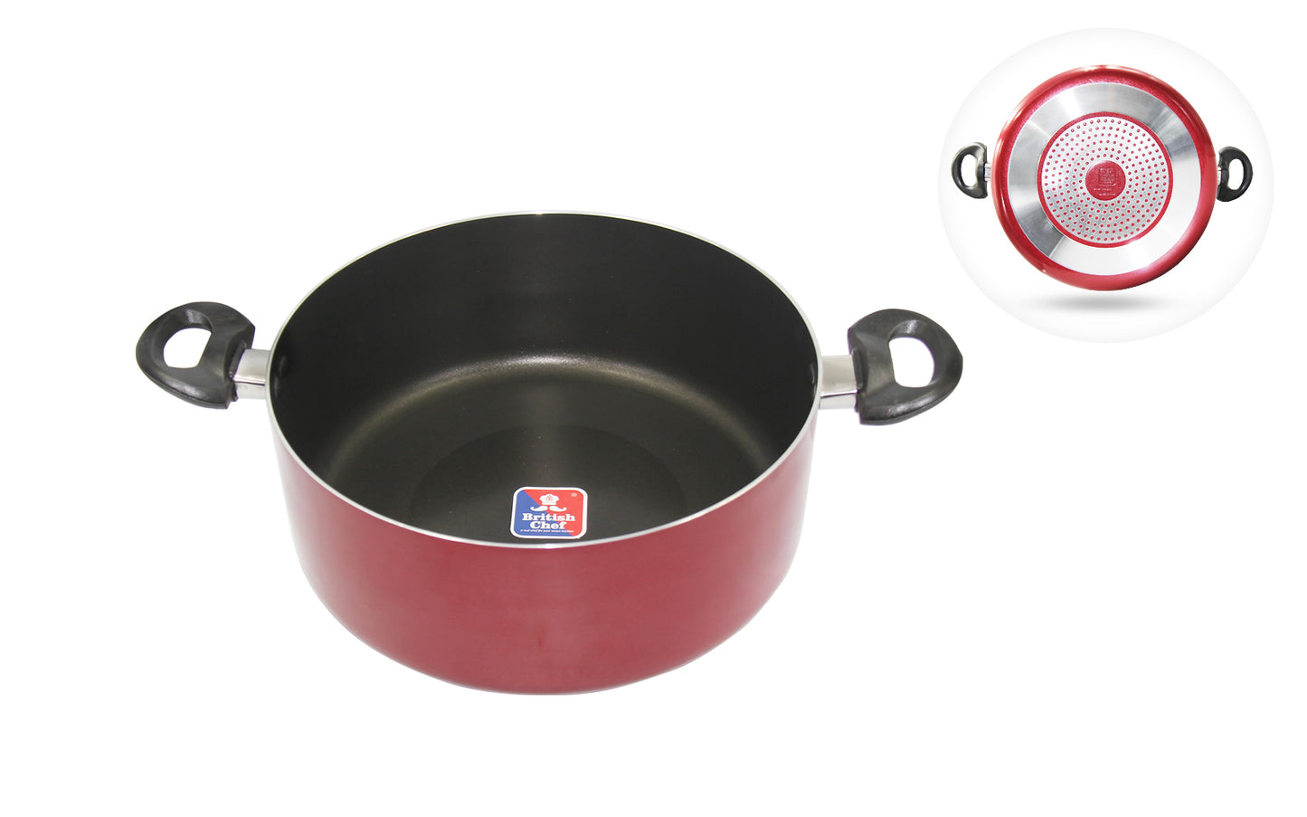 BRITISH CHEF Nonstick Casserole with lid 28CM & 30CM - RED