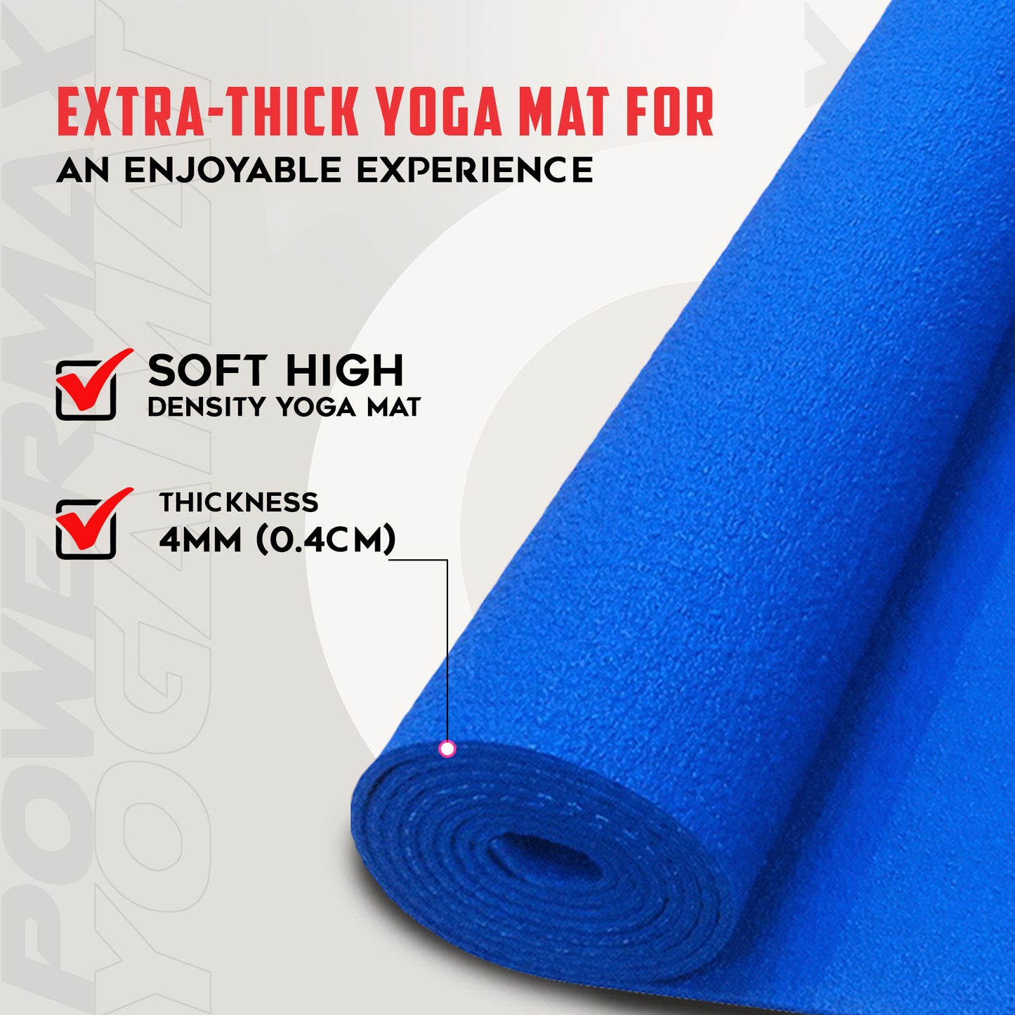 POWERMAX Fitness 4mm Thick Premium Exercise Yoga Mat