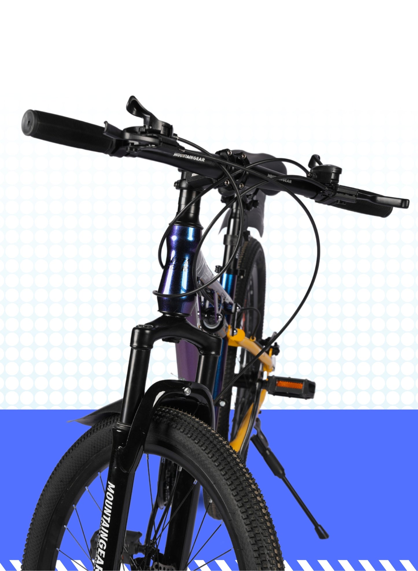 MOUNTAIN GEAR 21-Speed Mountain Bike | 24-Inch Cycle with High Carbon Steel Frame | Spoke Wheel | Disc Brakes | 38 Shock-Absorbing Front Fork | TX-30 Shimano Shifters | PVC Pedals | MTB Seat - MGR311380