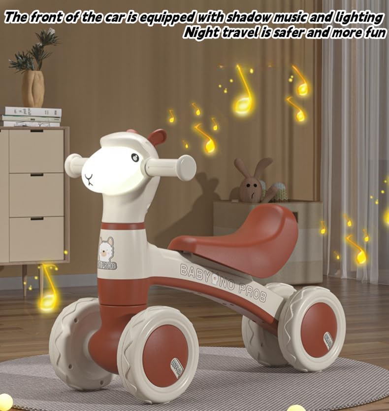 MG Kids Balance Bike Scooters | Toddler Balance Bike & Baby Walker | No Pedals | Music & Lights | Anti-Slip Wheels | For 1-3 Year kids - MGT903 COFFEE