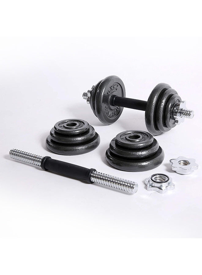 POWERMAX Fitness Adjustable Coated Iron Dumbbell And Anti-Slip Rod Set With Carry Case - BLACK