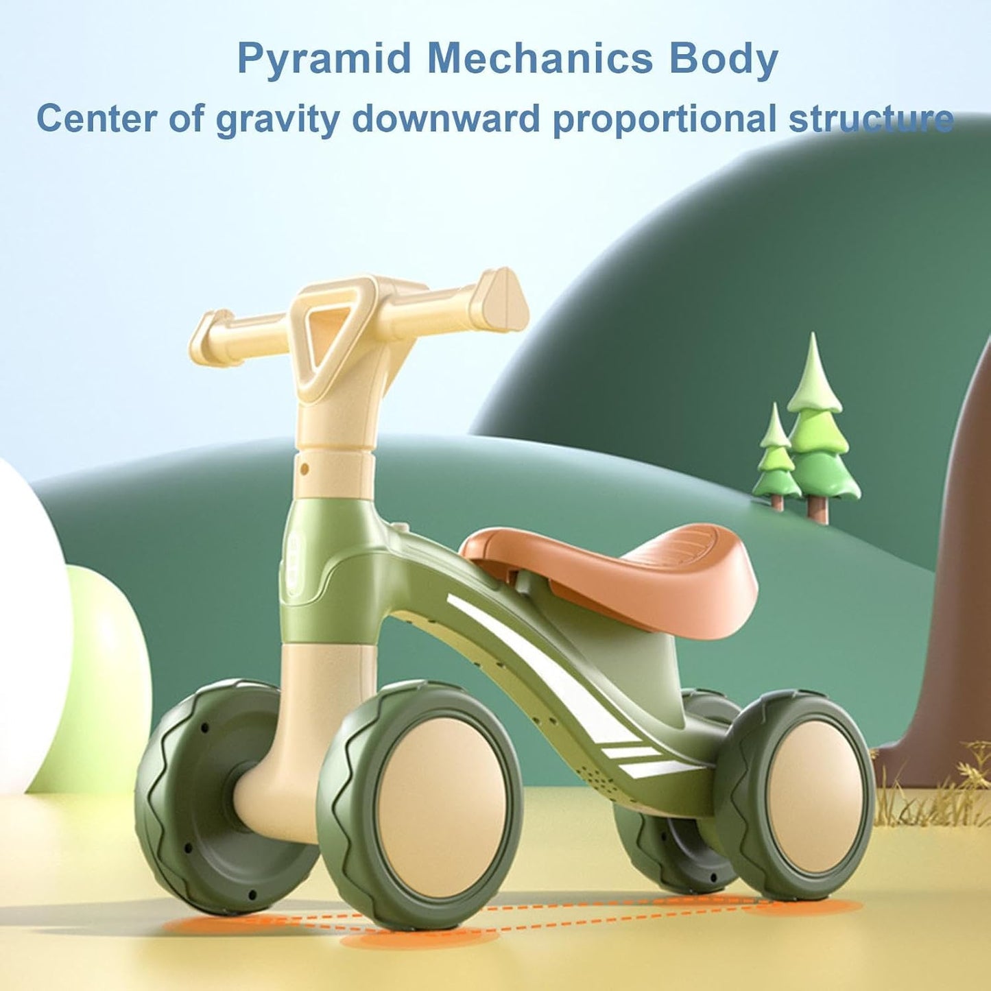 MG Kiddie MG 4 Wheels Baby Balance Bike For Kids Kid Balance Bike MGT901 GREEN