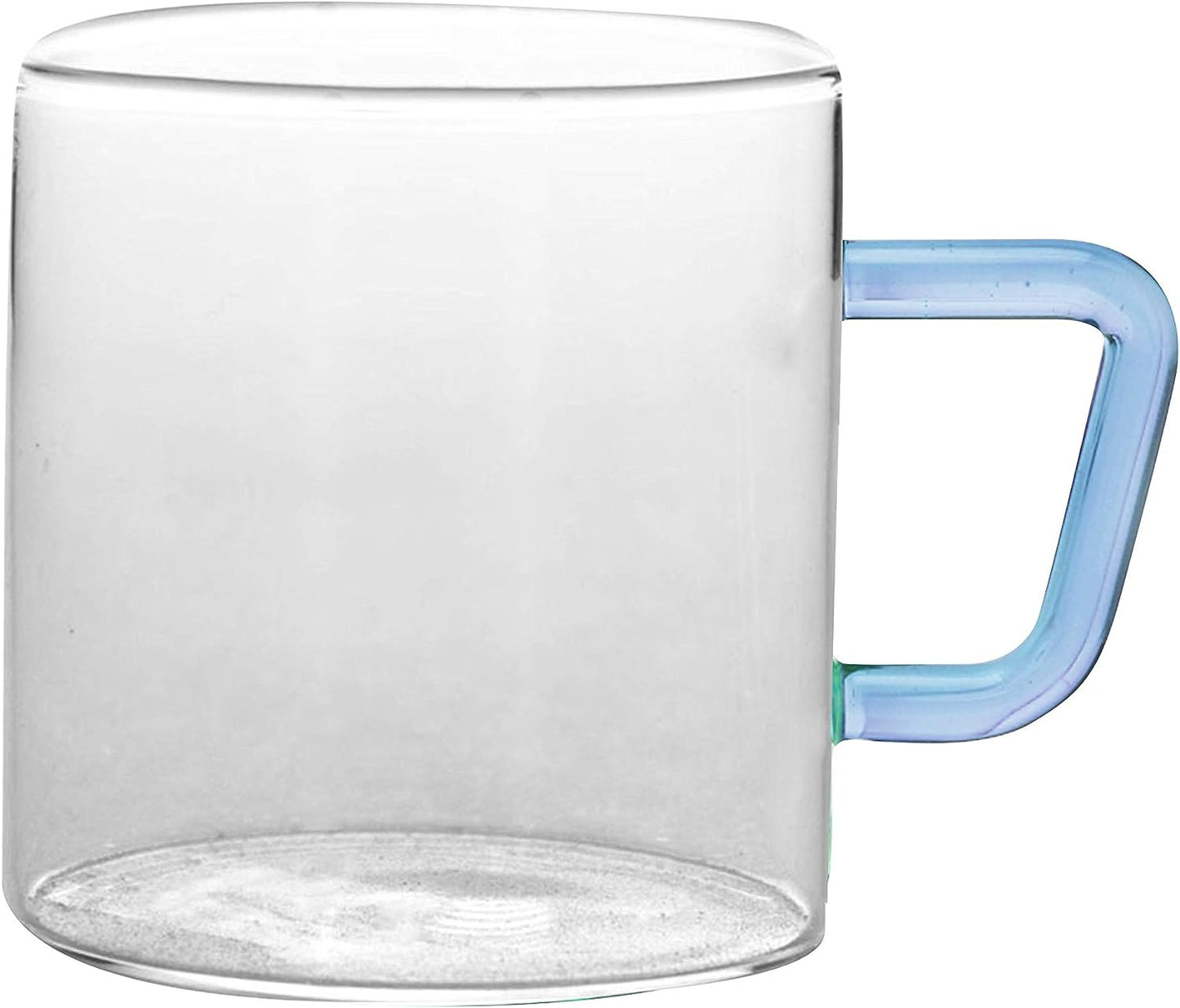 BOROSIL Vision Classic Mug Set Of 6 | Blue Handle | Scratch Resistant | Microwave Safe | Lightweight | 190ML | BVCM190BL06