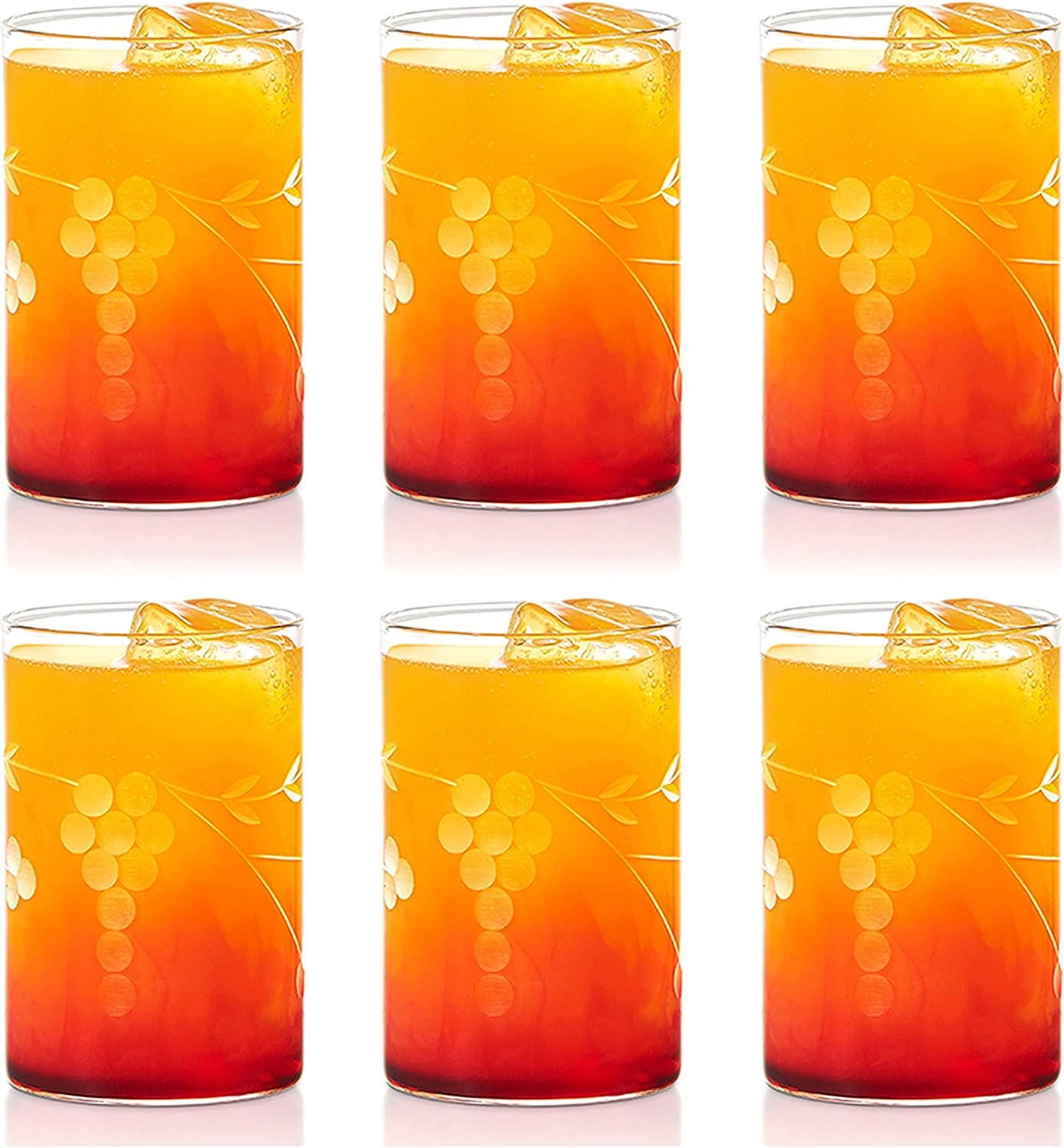 BOROSIL Berry Glasses Set Of 6 | Beverage Glasses For Juice | Scratch Resistant | Microwave Safe | Lightweight | 295ML & 350ML