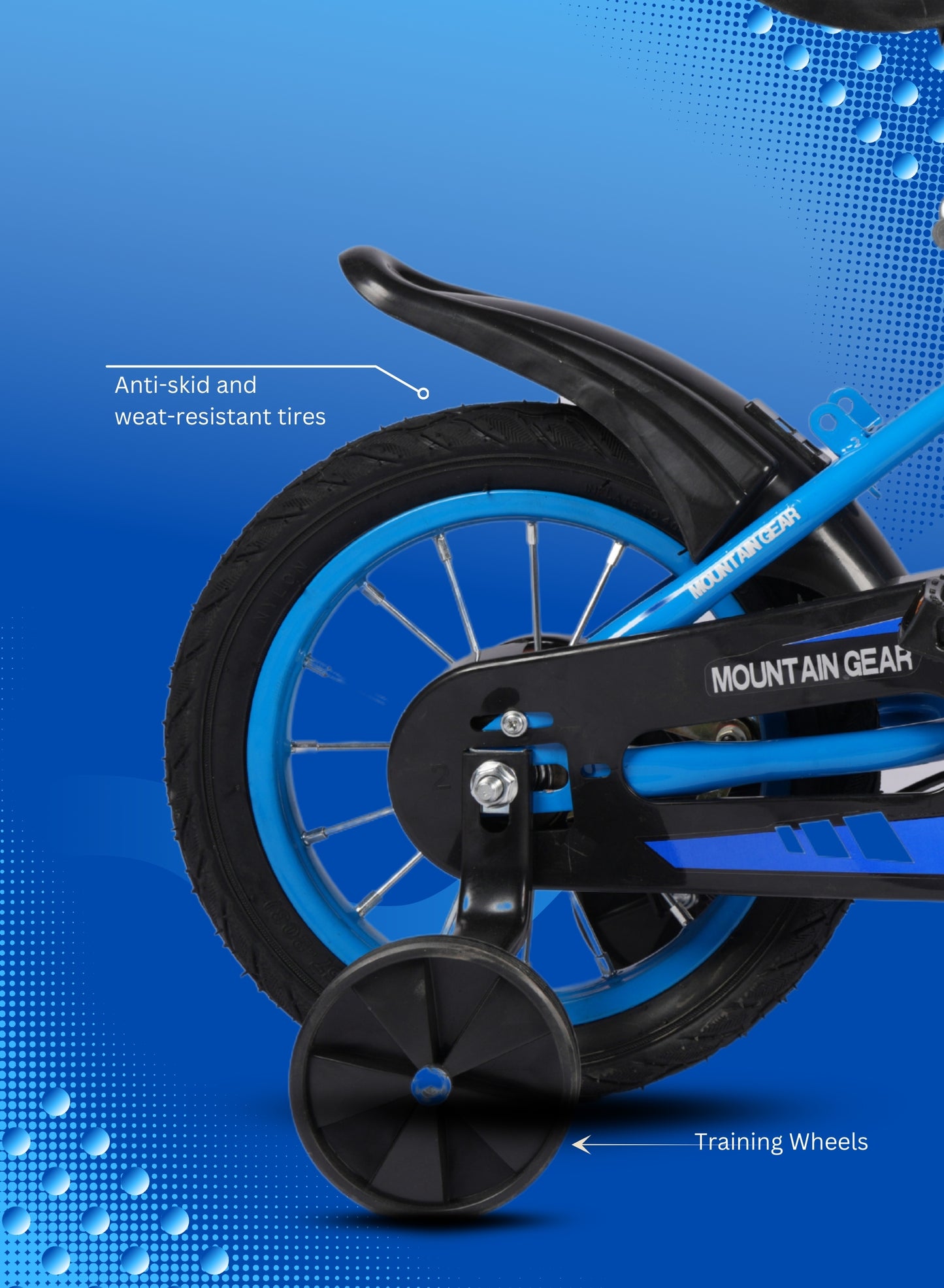 MOUNTAIN GEAR Children's Bicycle For 3-5 Years Old Kids Bike | High Carbon Steel Frame | Adjustable Seat | Smooth Bearings | Safe and Stable | 14 Inch - MG7606