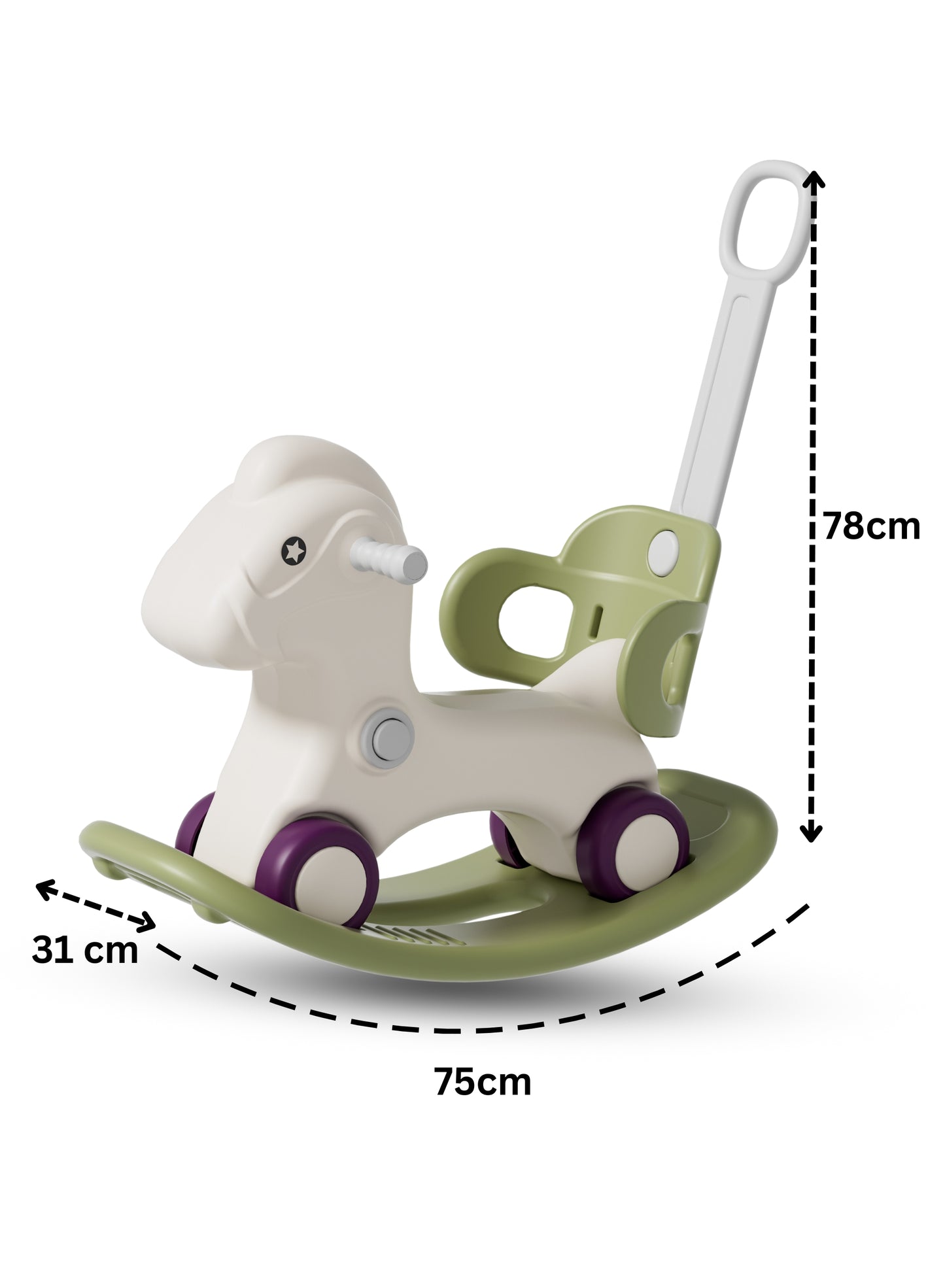 MG Kids 3-in-1 Rocking Horse offers three modes car, rocking, ride-on | Infant Rocker Ride-on Toy for Kids 1-3 Years Old - MGT905 GREEN