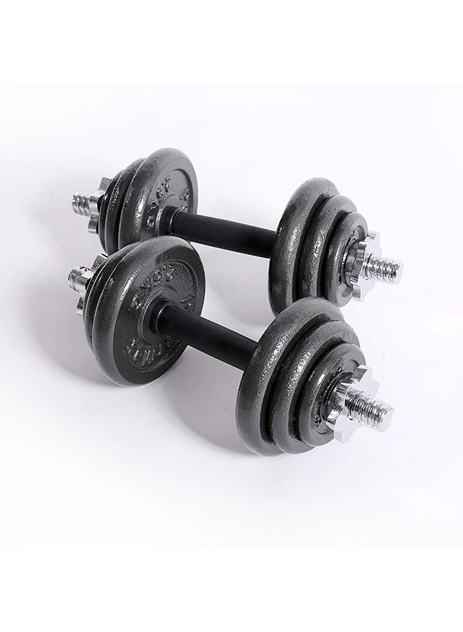 POWERMAX Fitness Adjustable Coated Iron Dumbbell And Anti-Slip Rod Set With Carry Case - BLACK