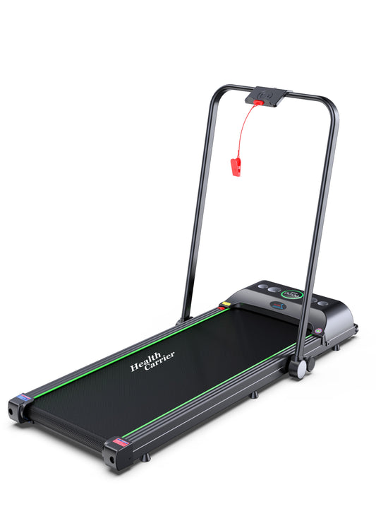 HEALTH CARRIER Slim Portable Treadmill with handle Bar - LED Display, 2.0HP Motor, Speed 0.8-6.0km/h, with Wireless Remote Control, 120kg weight capacity-Under Desk Running Walking Machine Treadmill - HC-T505