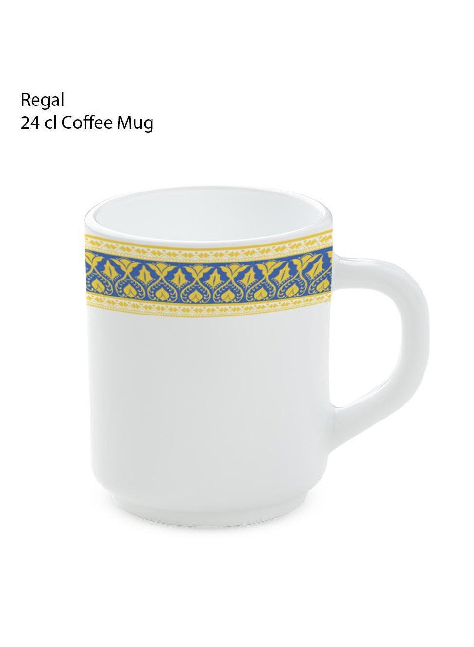 BRITISH CHEF 6 Piece Opalware Plano Tea & Coffee Mug Set 240 ML | Microwave & Dishwasher Safe | Freeze Resistant - BC2030
