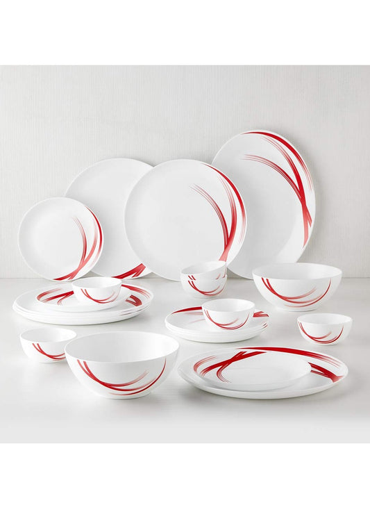 BRITISH CHEF 21 Pieces Opalware Dinner Sets- Microwave & Dishwasher Safe- Dinnerware Set with 6-Piece Full Plate/6-Piece Side Plate/6-Piece Vegetable Bowl/2-Piece Serving Bowl/1Piece Rice Plate - BC2007