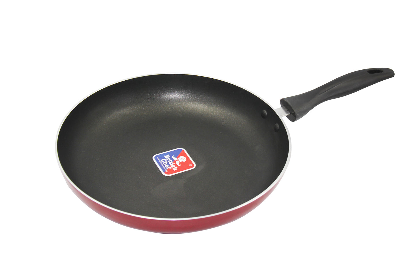 BRITISH CHEF Nonstick Flat Fry Pan with lid 24CM & 28CM - RED/BLACK