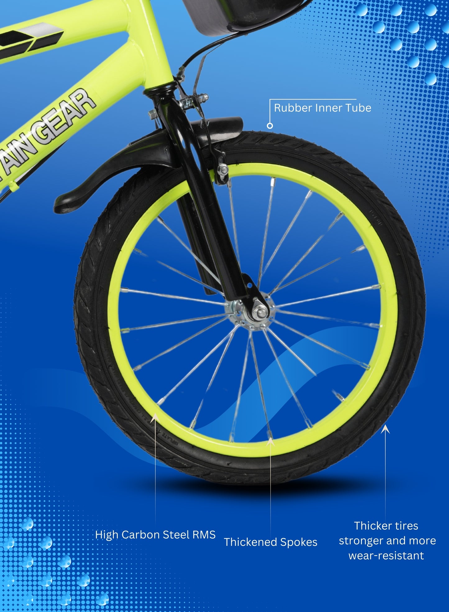 MOUNTAIN GEAR Children's Bicycle For 3-5 Years Old Kids Bike | High Carbon Steel Frame | Adjustable Seat | Smooth Bearings | Safe and Stable | 14 Inch - MG7606
