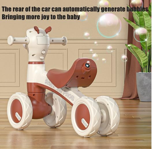 MG Kids Balance Bike Scooters | Toddler Balance Bike & Baby Walker | No Pedals | Music & Lights | Anti-Slip Wheels | For 1-3 Year kids - MGT903 COFFEE