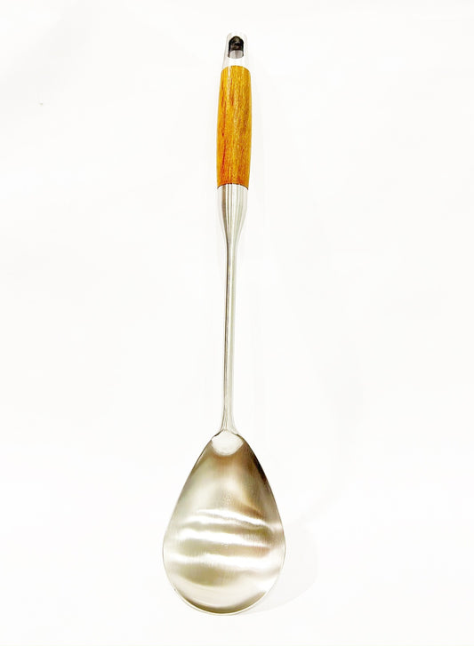 BRITISH CHEF Stainless Steel Rice Turner | Wooden Handle | Rice Spoon | Long Handle Turner Spoon |BC318