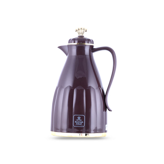 BRITISH CHEF Vacuum Insulated Flask For Keeping Hot Cold | Long Hour Heat Cold Retention | Double Walled Glass Vacuum | BROWN | 1L - BC405