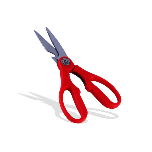BRITISH CHEF Kitchen Scissor With Long Lasting Sharpness Stainless Steel Blade for Cutting Vegetable, Meat, Fish - Kitchen Accessories Kitchen Tools RED - BC309