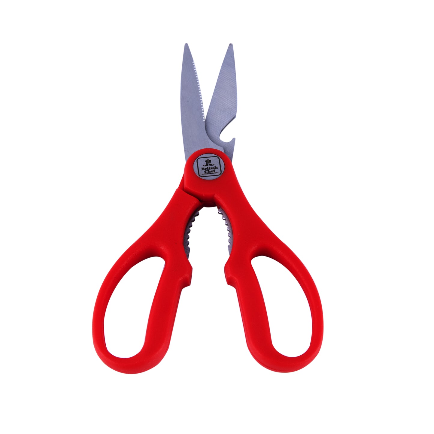 BRITISH CHEF Kitchen Scissor With Long Lasting Sharpness Stainless Steel Blade for Cutting Vegetable, Meat, Fish - Kitchen Accessories Kitchen Tools RED - BC309