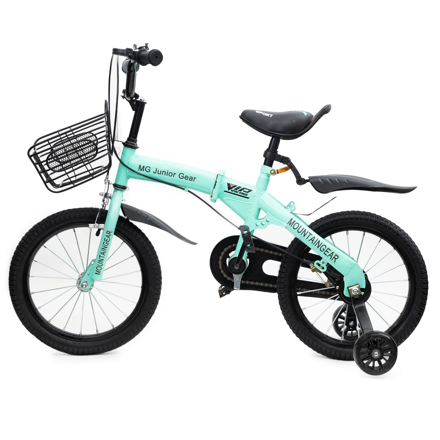 MOUNTAIN GEAR Children's Foldable Bike for 3-5 Years Old | Kids Bike with Carrier Seat & Basket | Kid's Bicycle with Tools | 14 Inch - MGFB