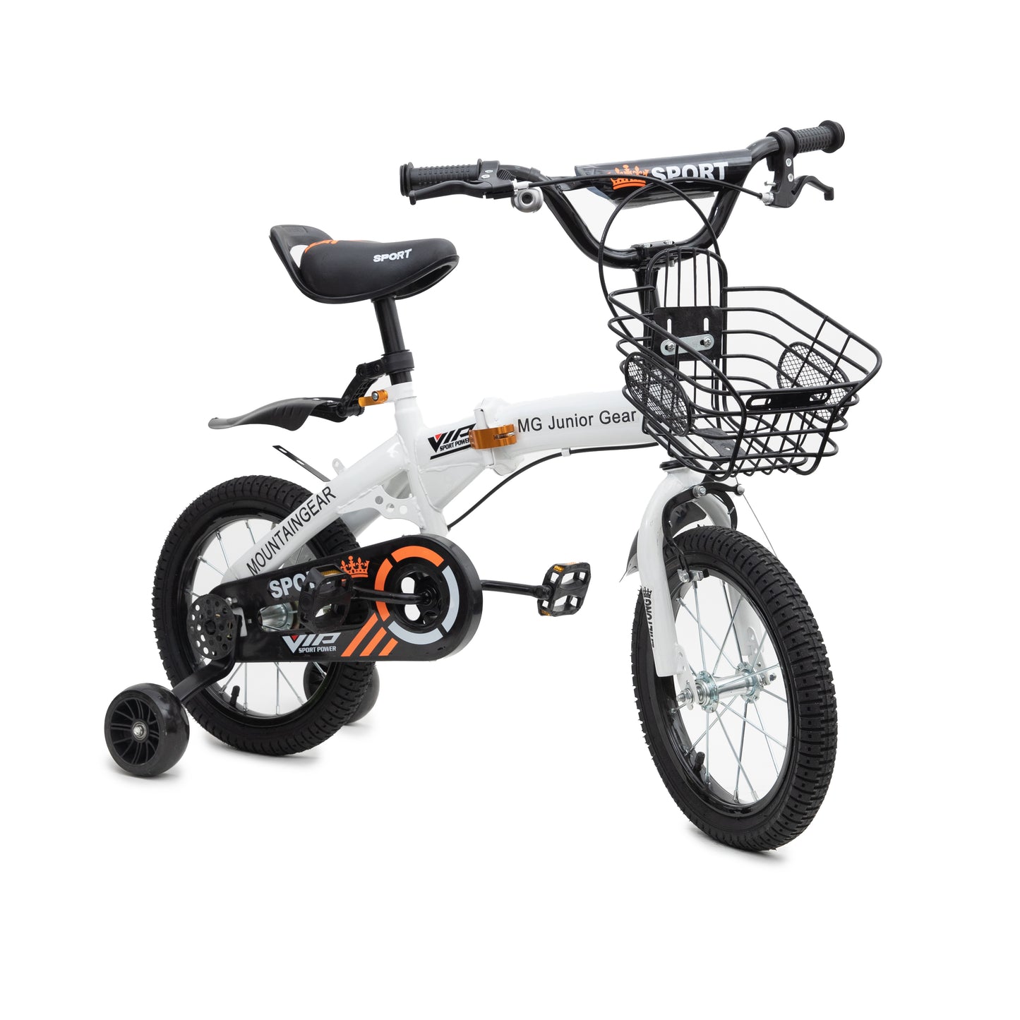 MOUNTAIN GEAR Children's Foldable Bike for 3-7 Years Old | Kids Bike with Carrier Seat & Basket | Kid's Bicycle with Tools | 16 Inch - MGFB