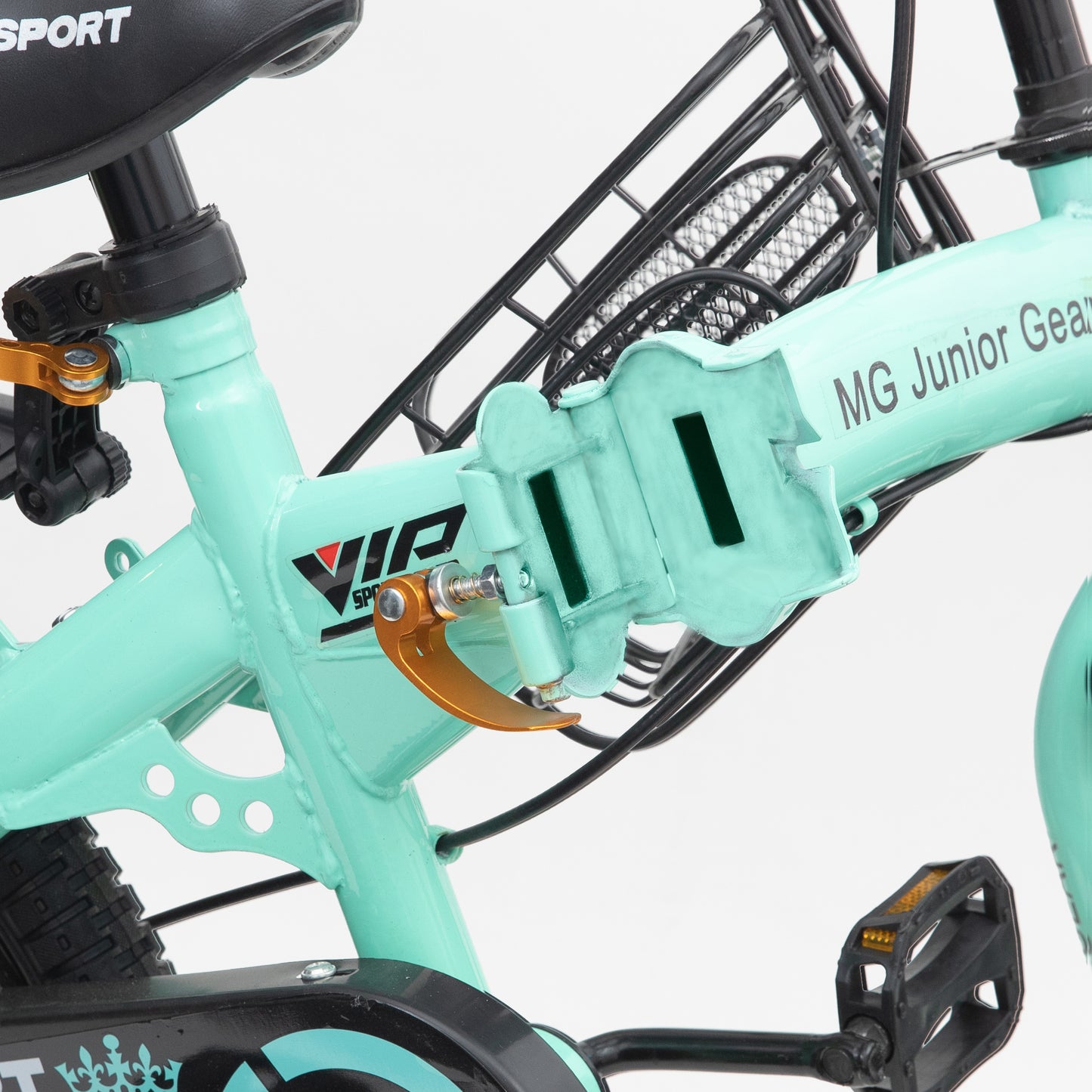 MOUNTAIN GEAR Children's Foldable Bike for 2-4 Years Old | Kids Bike with Carrier Seat & Basket | Kid's Bicycle with Tools | 12 Inch - MGFB