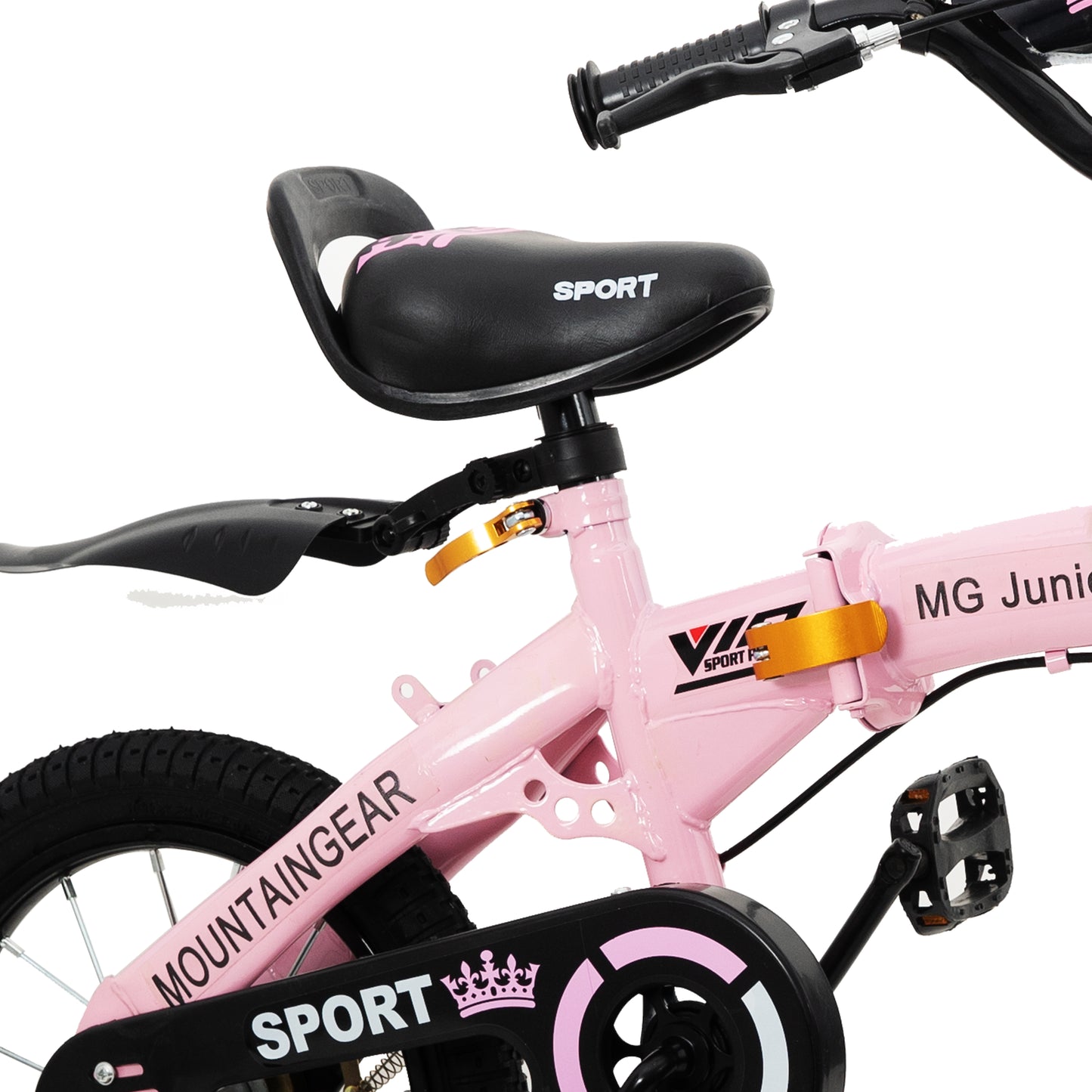 MOUNTAIN GEAR Children's Foldable Bike for 2-4 Years Old | Kids Bike with Carrier Seat & Basket | Kid's Bicycle with Tools | 12 Inch - MGFB