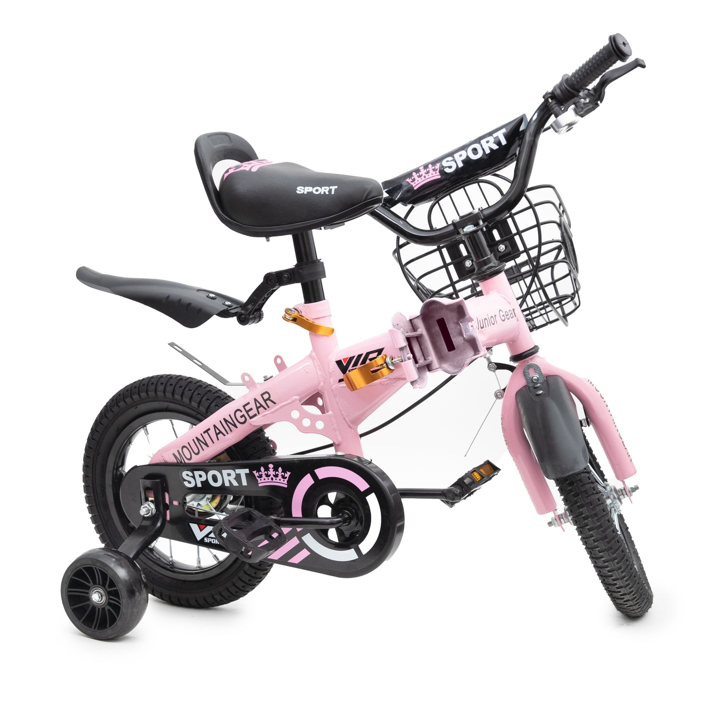 MOUNTAIN GEAR Children's Foldable Bike for 2-4 Years Old | Kids Bike with Carrier Seat & Basket | Kid's Bicycle with Tools | 12 Inch - MGFB